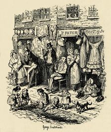 Monmouth Street, Soho, an illustration by G. Cruikshank for Dickens Sketches by Boz. , (1938). Artist: George Cruikshank
