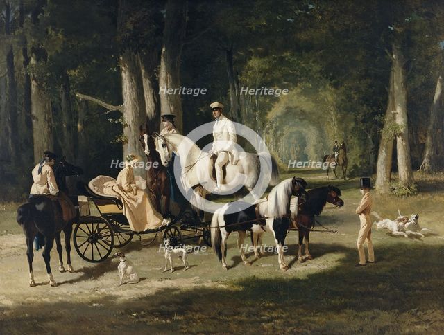 Monsieur et Madame Mosselman and their two daughters, 1848. Creator: Alfred Dedreux.