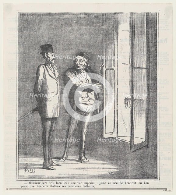 Monsieur sera très bien ici: une vue superbe..., 1870.  Creator: Honore Daumier.