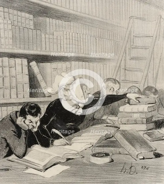 Monsieur, pardon si je vous gêne un peu..., 1844. Creator: Honore Daumier.
