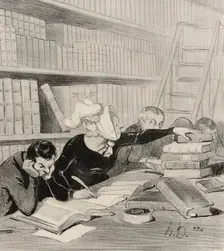 Monsieur, pardon si je vous gêne un peu..., 1844. Creator: Honore Daumier