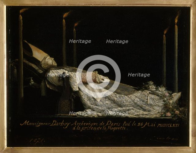 Monsignor Darboy (1813-1871), Archbishop of Paris, laid out after his death, 1871. Creator: Unknown.