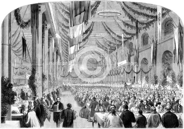 Monster festival for railway employes at Crewe, 1861. Artist: Unknown