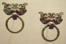 Monster-Mask Fitting with Ring Handle, Han dynasty (206 B.C.-A.D. 220). Creator: Unknown