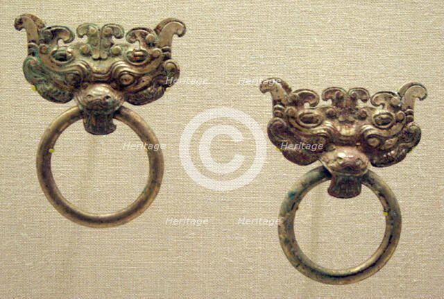 Monster-Mask Fitting with Ring Handle, Han dynasty (206 B.C.-A.D. 220). Creator: Unknown.