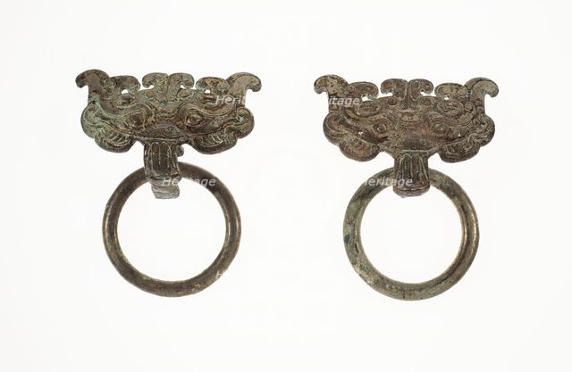 Monster-Mask Fittings with Ring Handle, Han dynasty (206 B.C.-A.D. 220). Creator: Unknown.