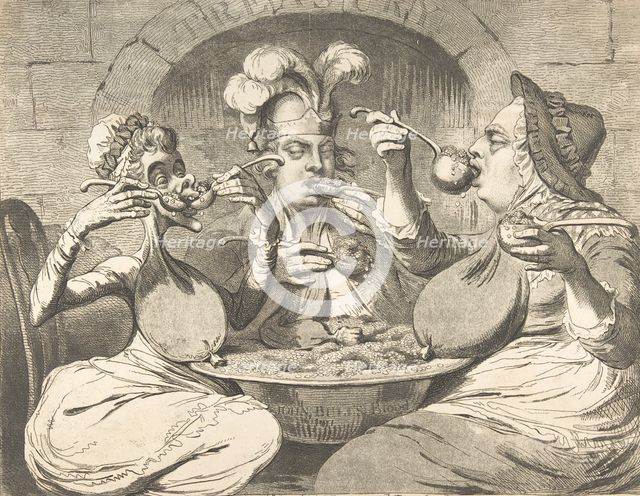 Monstrous Craws at a New Coalition Feast, May 29, 1787., May 29, 1787. Creator: James Gillray.
