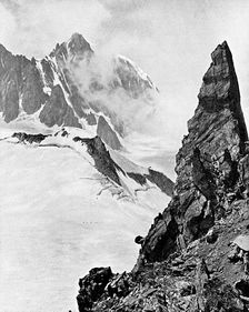Mont Maudit as seen from the Aiguille Marbrees, the Alps, early 20th century
