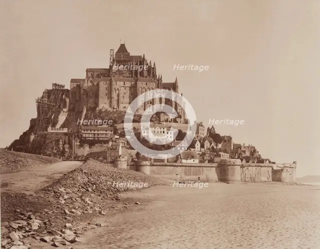 Mont Saint-Michel, between 1867 and 1870. Creator: Adolphe Braun.