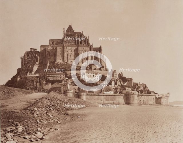 Mont Saint-Michel, between 1867 and 1870. Creator: Adolphe Braun.