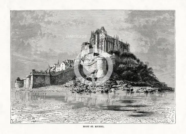 Mont-Saint-Michel, Normandy, France, 1879. Artist: C Laplante