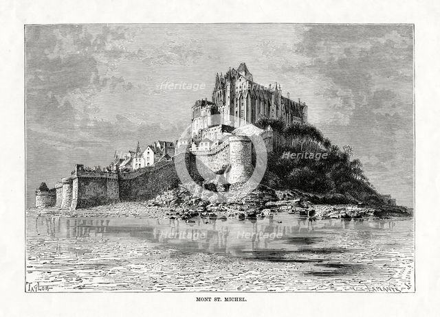 Mont-Saint-Michel, Normandy, France, 1879. Artist: C Laplante