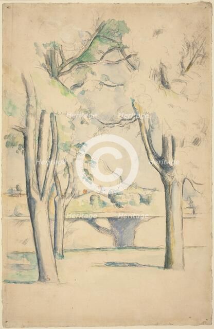 Mont Sainte-Victoire Seen beyond the Wall of the Jas de Bouffan, c. 1885/1888. Creator: Paul Cezanne.