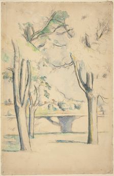 Mont Sainte-Victoire Seen beyond the Wall of the Jas de Bouffan, c. 1885/1888. Creator: Paul Cezanne
