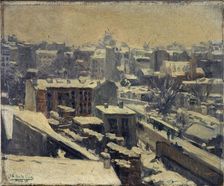 Montmartre under the snow (location of the new racecourse), 1898. Creator: Joseph Le Pan de Ligny