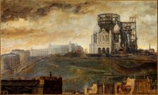 Montmartre hill with Sacre-Coeur under construction, c1890. Creator: Francois Marius Borrel