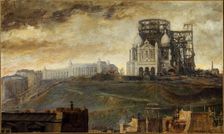 Montmartre hill with Sacre-Coeur under construction, c1890. Creator: Francois Marius Borrel