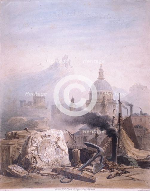 Montage of images with St Pauls, c1855. Artist: Jules Louis Arnout