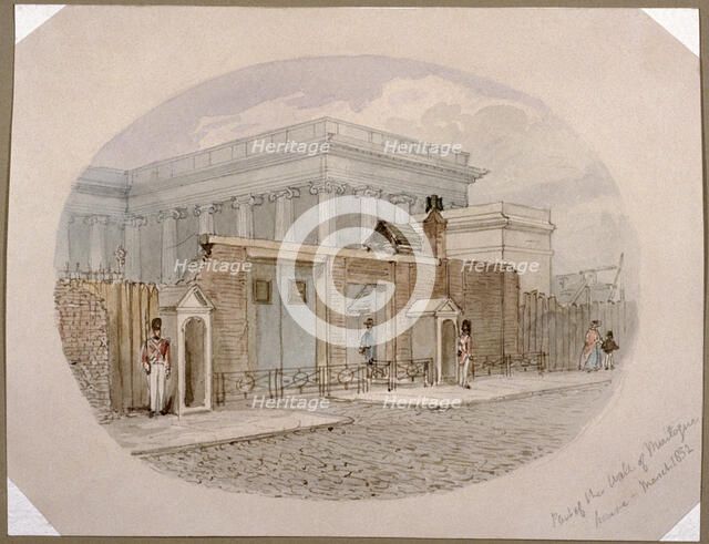 Montague House wall, British Museum, London, 1852. Artist: James Findlay