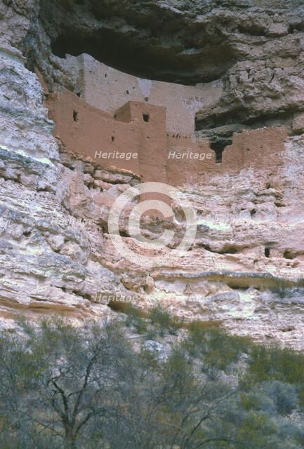 Montezuma Castle located on a hilltop in the Green River valley. It was built by the Hohokam Indi…