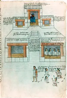 Montezuma II, last Aztec emperor, in his palace, early 16th century