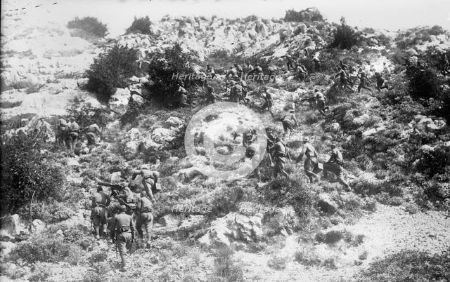 Montenegrins attacking Becic [i.e., Decic] Fort, between c1910 and c1915. Creator: Bain News Service.