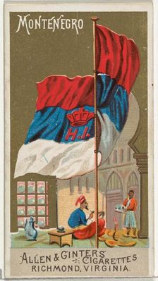 Montenegro, from Flags of All Nations, Series 2 (N10) for Allen & Ginter Cigarettes Brands..., 1890. Creator: Allen & Ginter