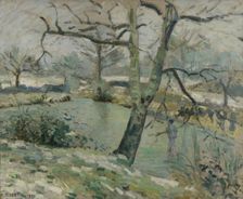 Montfoucault Pond, Winter Effect, 1874. Creator: Camille Pissarro