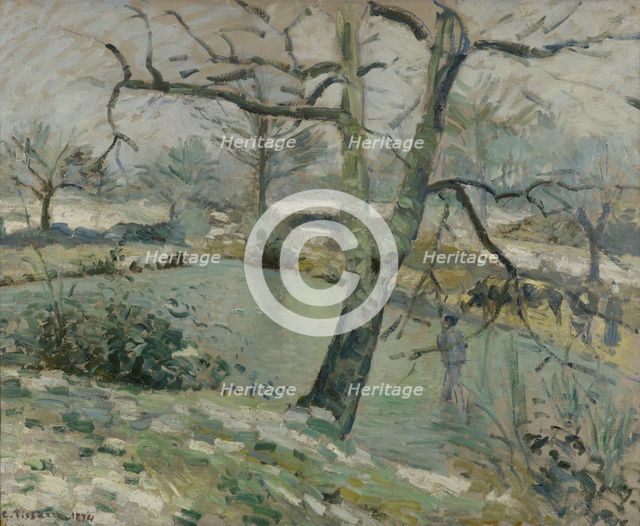 Montfoucault Pond, Winter Effect, 1874. Creator: Camille Pissarro.