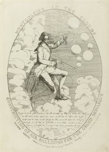 Montgolfier in the clouds. Constructing of air balloons , 1784