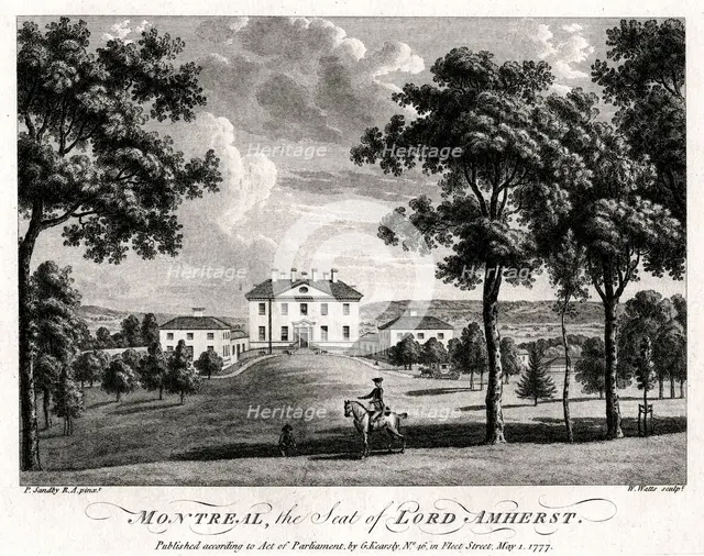 'Montreal, the Seat of Lord Amherst', 1777. Artist: William Watts
