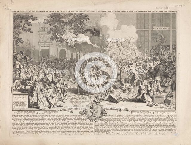 Monument consacré a la posterité en memoire de la folie incroyable de la XX. année du XVIII..., 1720 Creator: Bernard Picart.
