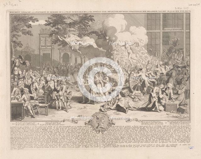 Monument consacré a la Posterité en memoire de la Folie incroyable de la XX. année du XVIII..., 1720 Creator: Bernard Picart.