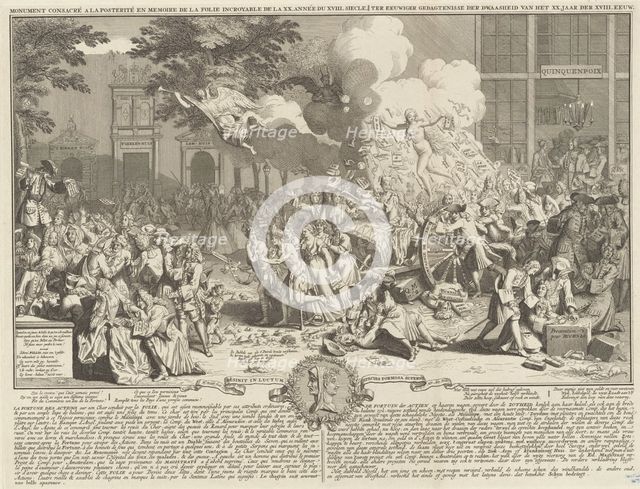 Monument consacré a la posterité en memoire de la folie incroyable de la XX. Année du XVIII..., 1720 Creator: Bernard Picart.