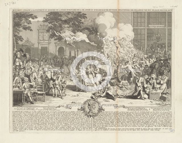 Monument consacré a la posterite en memoire de la folie incroyable de la XX. annee du XVIII..., 1720 Creator: Bernard Picart.