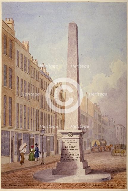 Monument at the junction of Farringdon Street and Fleet Street, City of London, 1833. Artist: James Elmes