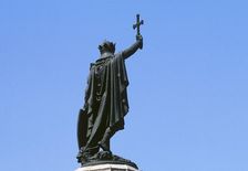 Monument in memory of Pelagius of Asturias, Gijon, Asturias, Spain, 1891 (2001). Creator: LTL