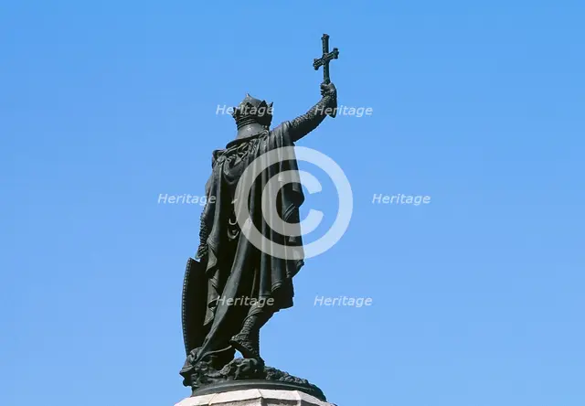 Monument in memory of Pelagius of Asturias, Gijon, Asturias, Spain, 1891 (2001). Creator: LTL.