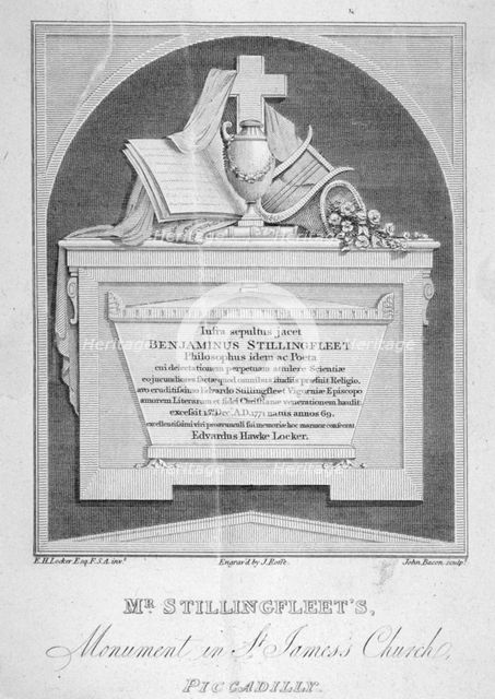 Monument in St James's Church, Piccadilly, London, c1825.                                           Artist: John Bacon