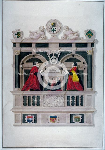 Monument in the Church of St Andrew Undershaft, Leadenhall Street, London, c1820 Artist: Anon