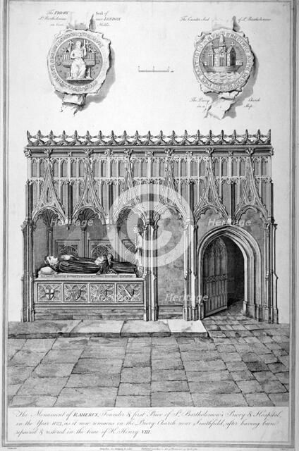 Monument in the Church of St Bartholomew-the-Great, Smithfield, City of London, 1784. Artist: James Basire I