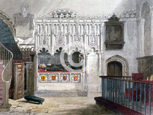 Monument in the Church of St Bartholomew-the-Great, Smithfield, City of London, 1851. Artist: John Wykeham Archer