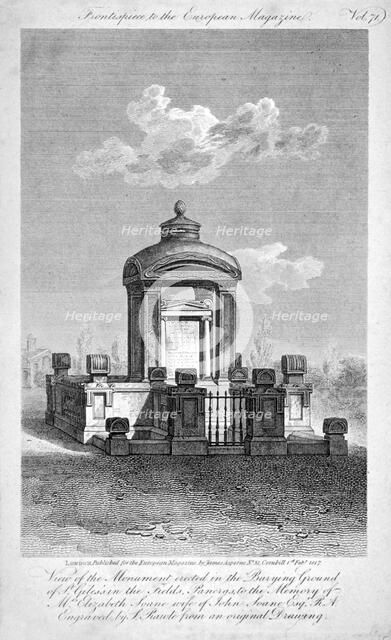 Monument in the churchyard of St Giles in the Fields, Holborn, London, 1817. Artist: Samuel Rawle