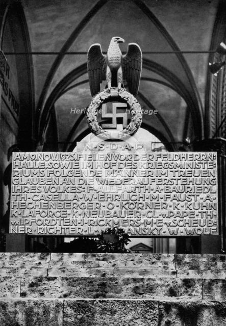 Monument on the Munich Feldherrnhalle, Germany, 1936. Artist: Unknown