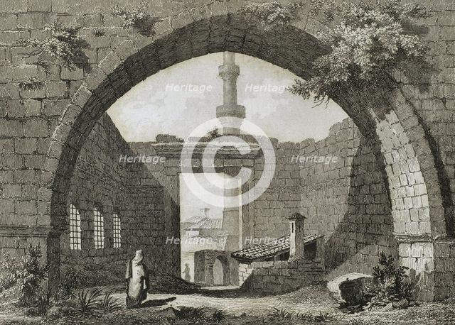 Monument of Ancyra or Temple of Augustus and Rome in Ancyra (Angora), Turkey, 1838. Creator: Michel François Préaulx.
