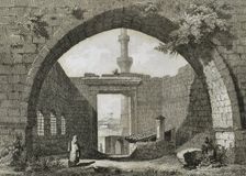 Monument of Ancyra or Temple of Augustus and Rome in Ancyra (Angora), Turkey, 1838. Creator: Michel François Préaulx