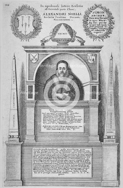 Monument of Alexander Noel in the old St Paul's Cathedral, City of London, 1656. Artist: Wenceslaus Hollar