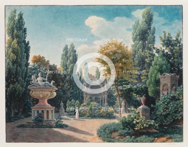 Monument of Diane de Poitiers in the Jardin du cloître des Petits-Augustins, 1815. Artist: Vauzelle, Jean-Lubin (1776-1837)