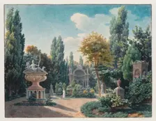 Monument of Diane de Poitiers in the Jardin du cloître des Petits-Augustins, 1815. Artist: Vauzelle, Jean-Lubin (1776-1837)