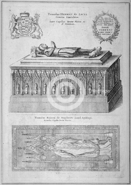 Monument of Henry de Lacy, Earl of Lincoln, in the old St Paul's Cathedral, City of London, 1656. Artist: Wenceslaus Hollar